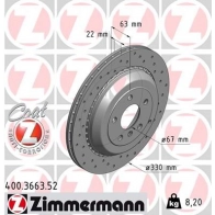Тормозной диск ZIMMERMANN 906550 400366352 NN T4N