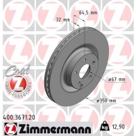 Тормозной диск ZIMMERMANN 400367120 Mercedes E-Class 1 1Q35S