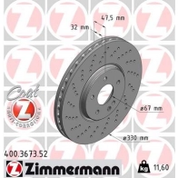 Тормозной диск ZIMMERMANN Chrysler Crossfire 1 (ZH) Купе 3.2 SRT 6 335 л.с. 2004 – 2007 400367352 30Z1 GMB