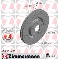Тормозной диск ZIMMERMANN JR XCW9 400551620 Mercedes GLA (X156) 1 Кроссовер 2.0 AMG GLA 45 4 matic (1552) 381 л.с. 2015 – наст. время
