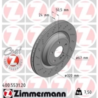 Тормозной диск ZIMMERMANN 400553120 SZCB 6IO Mercedes SL-Class (R231) 3 Кабриолет 3.0 400 (2366) 367 л.с. 2016 – 2025