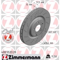 Тормозной диск ZIMMERMANN KZ3Q1 E Mercedes CLS (C218) 2 Купе 3.0 CLS 400 4 matic (2167) 333 л.с. 2014 – 2024 400553320