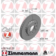 Тормозной диск ZIMMERMANN 906663 430.1461.20 B1X 393