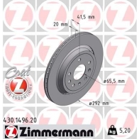 Тормозной диск ZIMMERMANN 3U 8DHFW Opel Vectra (C) 3 Седан 1.6 16V (F69) 100 л.с. 2004 – 2008 430.1496.20
