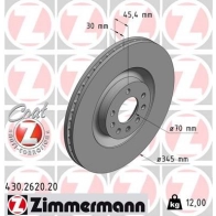 Тормозной диск ZIMMERMANN 430262020 Opel Vectra (C) 3 Хэтчбек 2.8 V6 Turbo (F68) 255 л.с. 2005 – 2008 CV9XT G