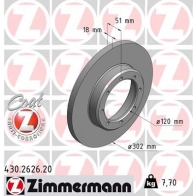 Тормозной диск ZIMMERMANN Opel Movano (B) 2 Фургон 2.3 CDTI RWD (FV) 146 л.с. 2010 – наст. время 430262620 0M1 0E0