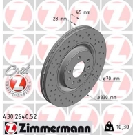 Тормозной диск ZIMMERMANN 430264052 7P 0JA8A Opel Corsa (E) 5 Хэтчбек 1.4 (08. 68) 75 л.с. 2014 – 2025
