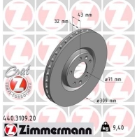 Тормозной диск ZIMMERMANN 906900 V O4IS 440310920