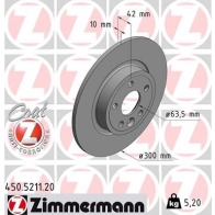 Тормозной диск ZIMMERMANN Jaguar XF (X260) 2 Универсал 2.0 250 л.с. 2017 – наст. время 450521120 WQY MI