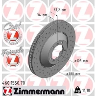 Тормозной диск ZIMMERMANN Porsche 911 (997) 4 Купе 3.8 GT3 435 л.с. 2009 – 2011 IN4JH QE 460.1550.70