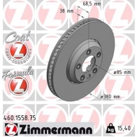Тормозной диск ZIMMERMANN 460.1558.75 Porsche Cayenne (9PA) 1 Кроссовер 4.8 Turbo S 540 л.с. 2007 – 2010 RWEN KT