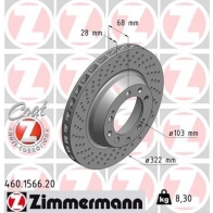 Тормозной диск ZIMMERMANN Porsche 911 (993) 2 Купе 3.6 Turbo 4 408 л.с. 1995 – 1997 O DMZK 460156620