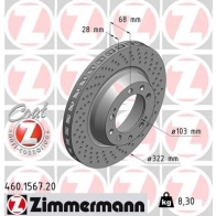 Тормозной диск ZIMMERMANN R84P H Porsche 911 (993) 2 Купе 3.6 Turbo 4 408 л.с. 1995 – 1997 460156720