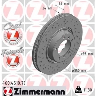 Тормозной диск ZIMMERMANN Porsche 911 (991) 5 Купе 3.0 Carrera GTS 450 л.с. 2017 – 2025 460451070 P I0ZS