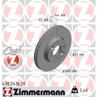 Тормозной диск ZIMMERMANN Renault Modus (FJP0) 1 Хэтчбек 1.2 (JP0S) 78 л.с. 2004 – наст. время MU8U Q 470241620