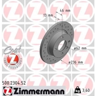 Тормозной диск ZIMMERMANN 500230452 907159 ZR SAQWX