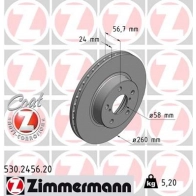 Тормозной диск ZIMMERMANN 6HNI O 907164 530245620