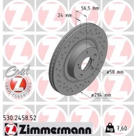 Тормозной диск ZIMMERMANN 530.2458.52 GKH B8 907169