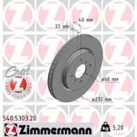 Тормозной диск ZIMMERMANN 540530320 907211 ZG J4J