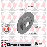Тормозной диск ZIMMERMANN 540530620 UTO9 08 907214