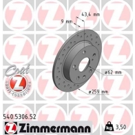 Тормозной диск ZIMMERMANN MUT 958F 540530652 1211197425