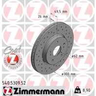 Тормозной диск ZIMMERMANN MCSAI G 540530952 907218