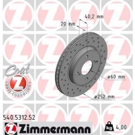 Тормозной диск ZIMMERMANN 540531252 CLL OQR 1211197457