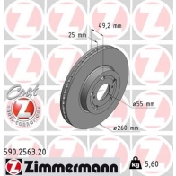 Тормозной диск ZIMMERMANN C99I PS 907252 590256320