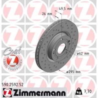 Тормозной диск ZIMMERMANN Toyota Corolla Verso (AR10) 1 Минивэн 2.2 D 4D (AUR10) 136 л.с. 2005 – 2009 590.2592.52 UZB BYHR