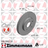 Тормозной диск ZIMMERMANN 907306 3VRQ Z 590280220