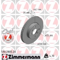 Тормозной диск ZIMMERMANN 907311 590280520 QEA WB8