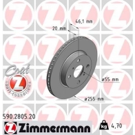 Тормозной диск ZIMMERMANN Toyota iQ 590280520 QEA WB8