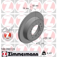 Тормозной диск ZIMMERMANN VHT7 P8 907314 590280720