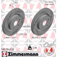 Тормозной диск ZIMMERMANN 590.2840.53 FKM 6B Toyota RAV4 (XA50) 5 Кроссовер 2.0 VVTi AWD (MXAA54) 173 л.с. 2019 – 2025