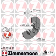 Тормозной диск ZIMMERMANN 600159920 907384 2 6A9FR