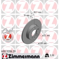 Тормозной диск ZIMMERMANN P1C 3N4 600320620 907448