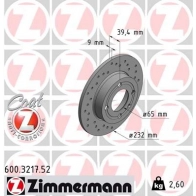 Тормозной диск ZIMMERMANN 600321752 MZCQB G 907470