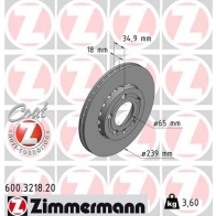 Тормозной диск ZIMMERMANN 907471 600321820 DKLFOH K