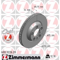 Тормозной диск ZIMMERMANN 600322620 907484 F1 Z0G