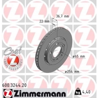 Тормозной диск ZIMMERMANN 600.3244.20 G8 5FLR 907511