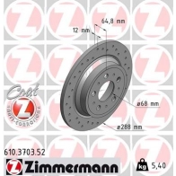 Тормозной диск ZIMMERMANN NVGR V 610370352 907587