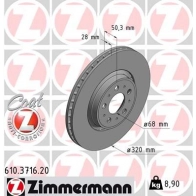 Тормозной диск ZIMMERMANN Volvo V70 2 (285) Универсал 2.3 265 л.с. 2000 – 2004 EG0N WYT 610371620