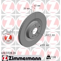 Тормозной диск ZIMMERMANN 1X75TG E Volvo S60 3 (224) Седан B4 Mild-Hybrid 197 л.с. 2020 – наст. время 610372820