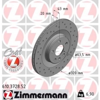Тормозной диск ZIMMERMANN 3C 6ST 610372852 Volvo S60 3 (224) Седан B4 Mild-Hybrid 197 л.с. 2020 – наст. время