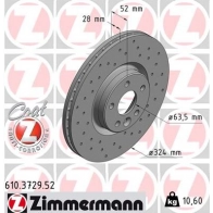 Тормозной диск ZIMMERMANN 1211199637 S1 K2DO0 610372952