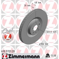 Тормозной диск ZIMMERMANN Volvo XC90 2 (256) Кроссовер 2.0 D4 AWD 190 л.с. 2015 – наст. время 8YPREZ K 610373120