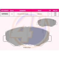 Тормозные колодки дисковые, комплект 4U 98C FI3C 4UP03831 Honda CR-V 2 (RD) Кроссовер 2.2 CTDi (RD9) 140 л.с. 2005 – 2006