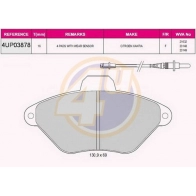 Тормозные колодки дисковые, комплект 4U Citroen Xantia 1 (X1, X2) Универсал 2.0 HDI 90 90 л.с. 1999 – 2003 4UP03878 N 3D7WA