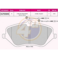Тормозные колодки дисковые, комплект 4U Citroen C5 3 (RW, PF3) Универсал 3.0 V6 211 л.с. 2008 – 2025 QB8Y TGT 4UP03940