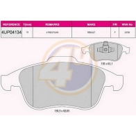 Тормозные колодки дисковые, комплект 4U Renault Laguna (KT) 3 Универсал 2.0 dCi (KT0M. KT0N. KT0S. KT19. KT1F) 173 л.с. 2008 – 2015 4UP04134 6NPDY 45